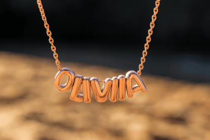Custom Name in 3D Bubble Letters Necklace - Hidden Forever