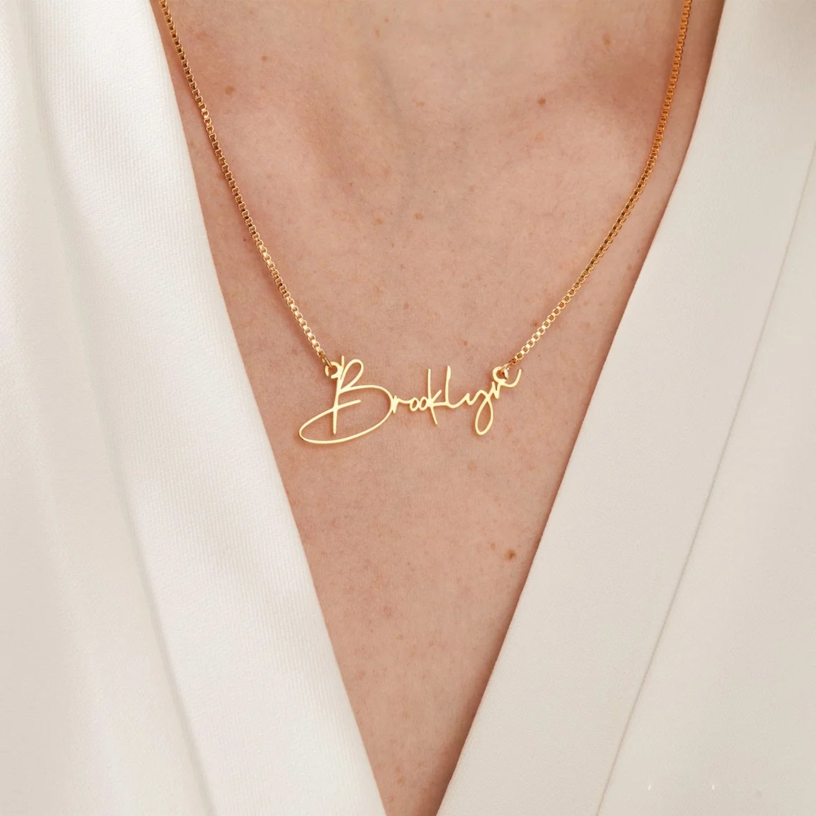 Custom Name in Unique Letters Box Chain Necklace - Hidden Forever