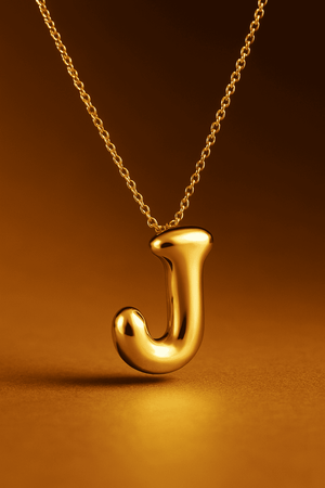 Custom Name Initials in Chunky Ballon Bubble Letter Necklace - Hidden Forever