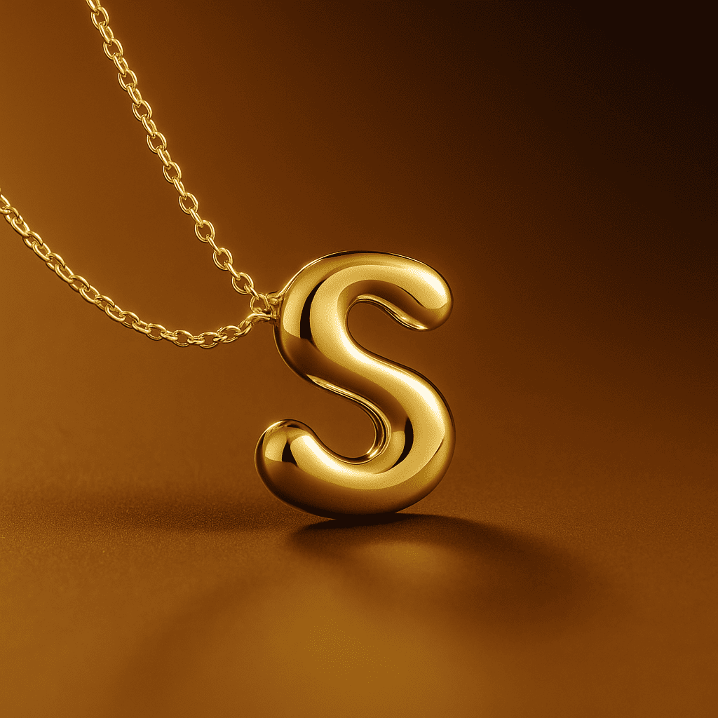 Custom Name Initials in Chunky Ballon Bubble Letter Necklace