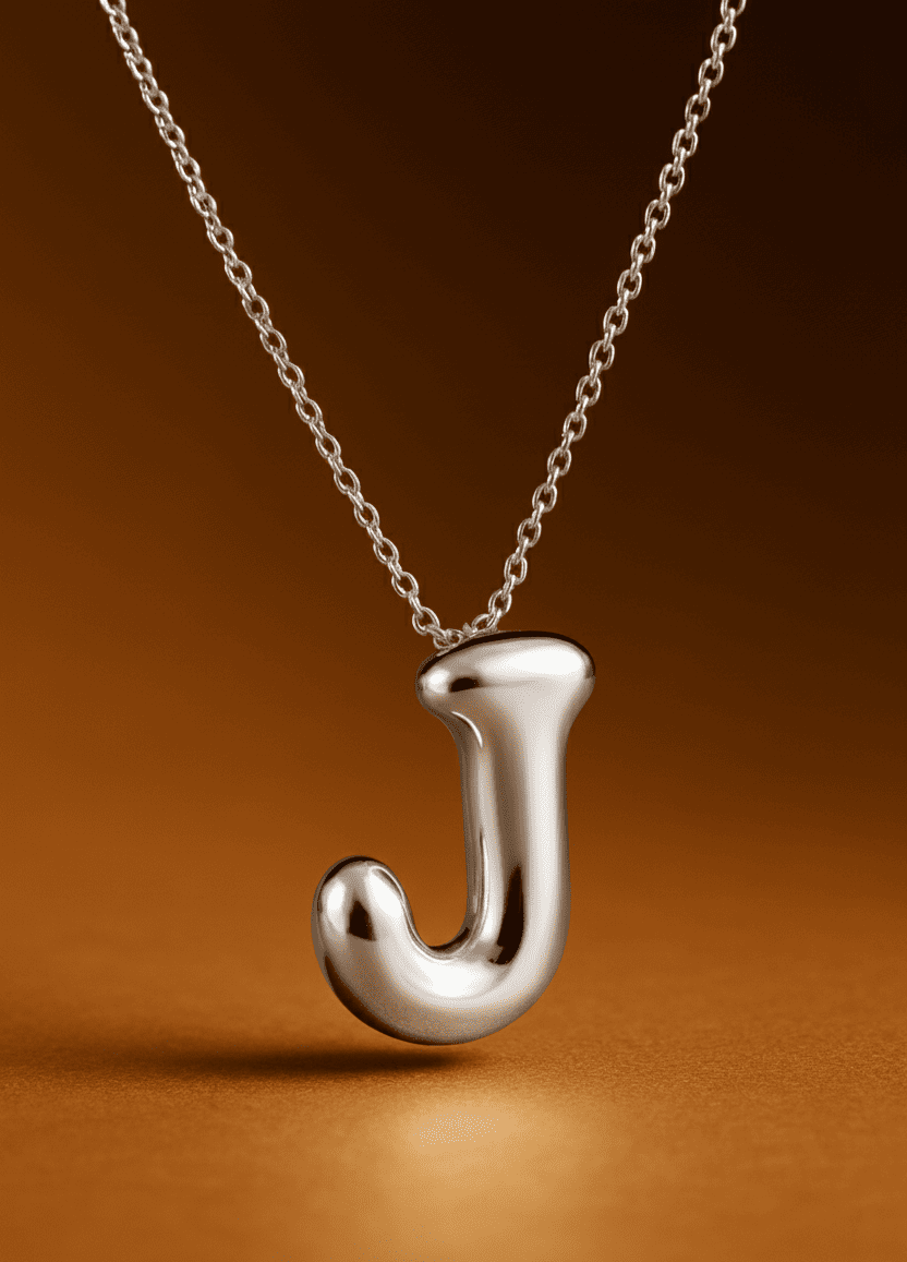 Custom Name Initials in Chunky Ballon Bubble Letter Necklace - Hidden Forever