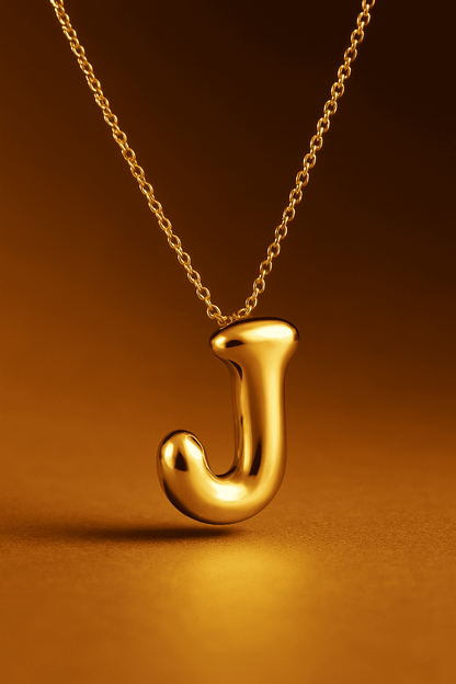 Custom Name Initials in Chunky Ballon Bubble Letter Necklace - Hidden Forever
