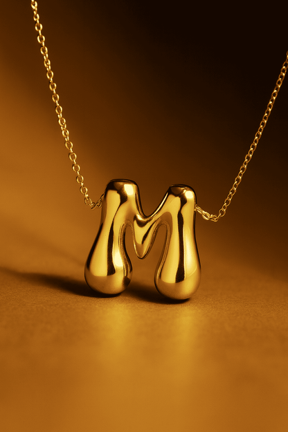 Custom Name Initials in Chunky Ballon Bubble Letter Necklace - Hidden Forever