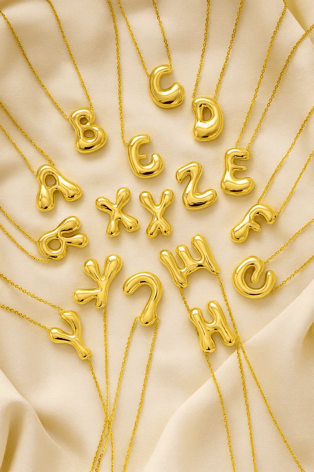 Custom Name Initials in Chunky Ballon Bubble Letter Necklace - Hidden Forever