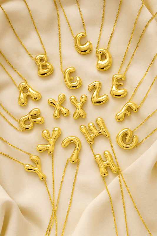 Custom Name Initials in Chunky Ballon Bubble Letter Necklace - Hidden Forever