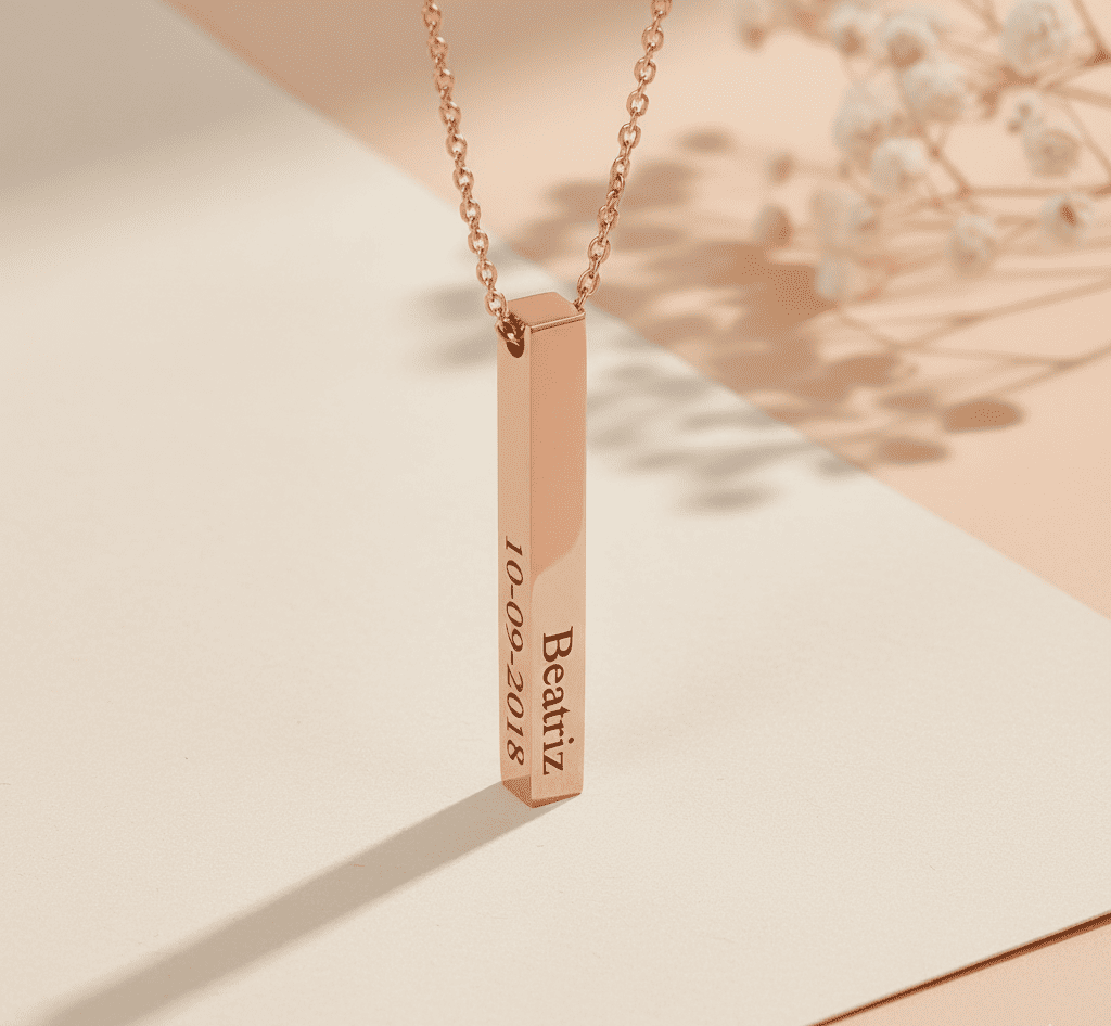Custom Name Vertical Bar Necklace - Hidden Forever