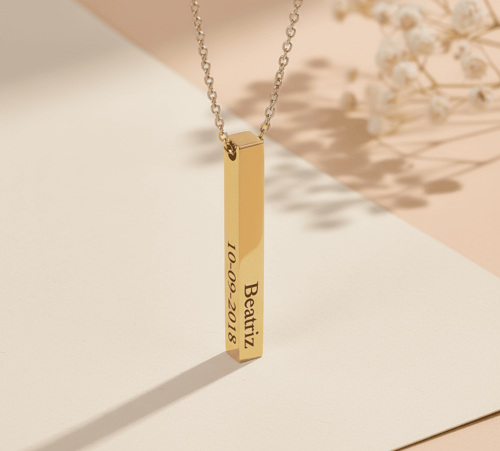 Custom Name Vertical Bar Necklace - Hidden Forever