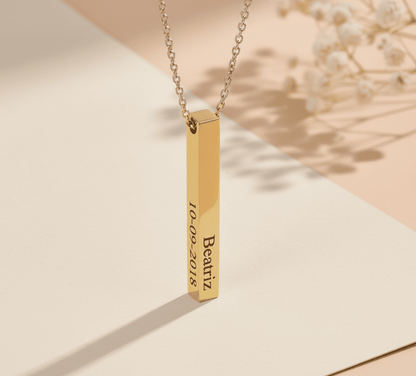 Custom Name Vertical Bar Necklace - Hidden Forever