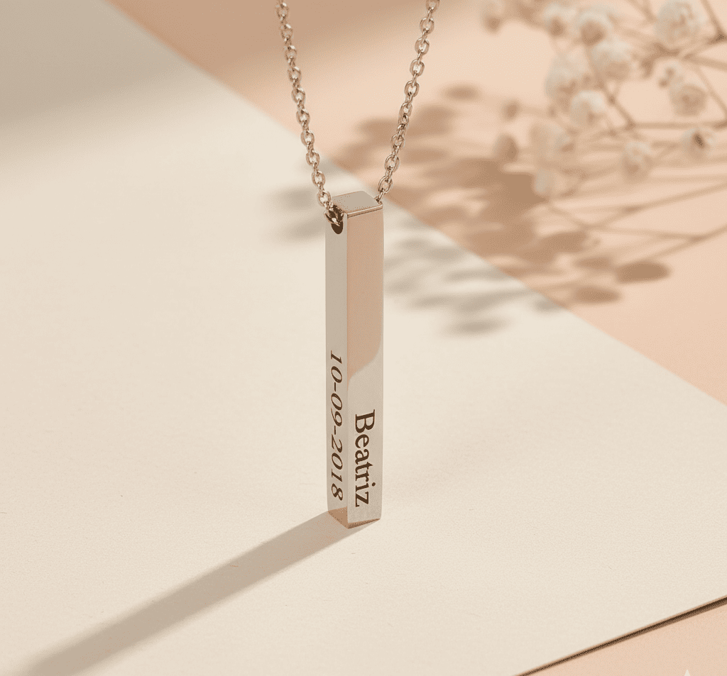 Custom Name Vertical Bar Necklace - Hidden Forever