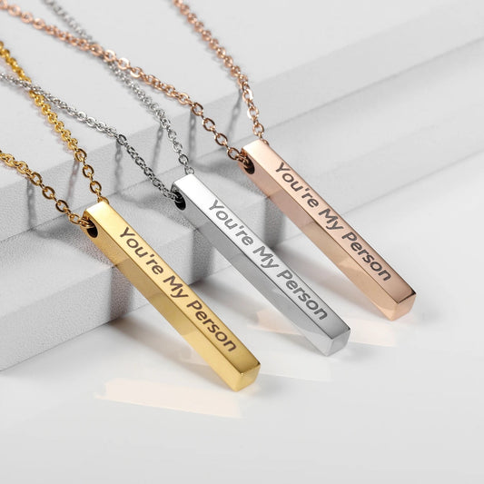 Custom Name Vertical Bar Necklace - Hidden Forever