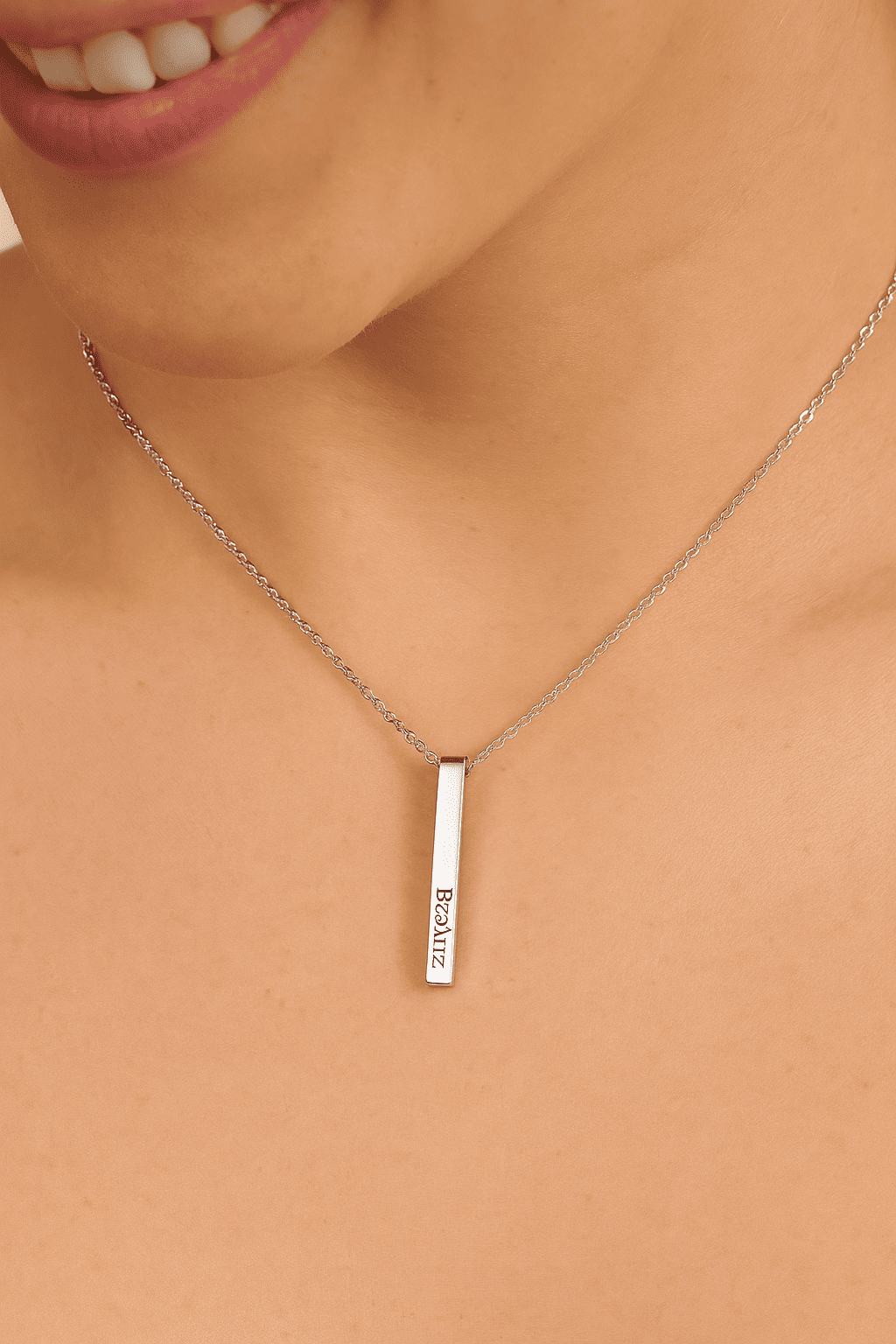 Custom Name Vertical Bar Necklace - Hidden Forever