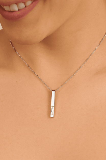 Custom Name Vertical Bar Necklace - Hidden Forever