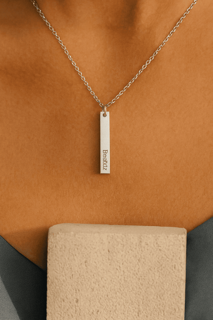 Custom Name Vertical Bar Necklace - Hidden Forever