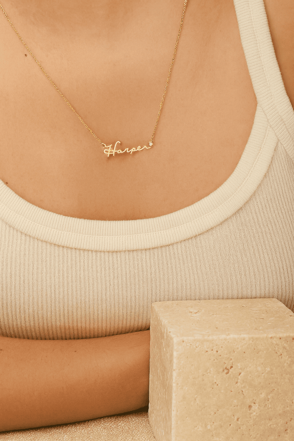 Custom Name with Diamond Tip Necklace - Hidden Forever