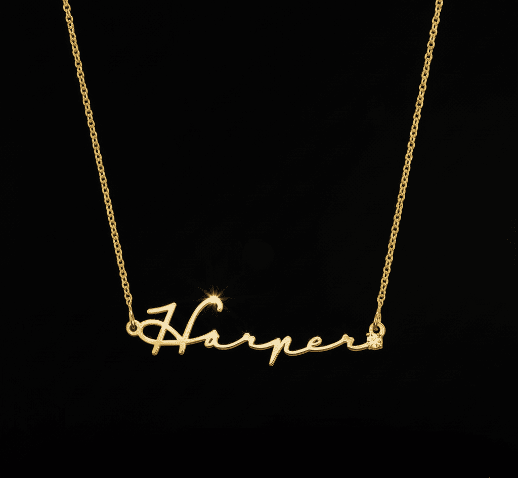 Custom Name with Diamond Tip Necklace - Hidden Forever