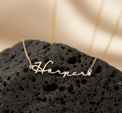 Custom Name with Diamond Tip Necklace - Hidden Forever