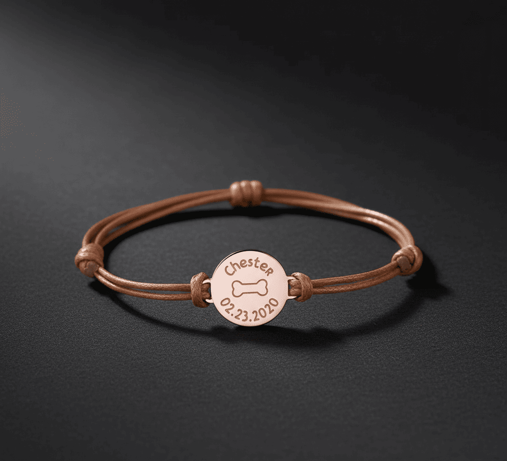 Custom Pet Name and Birthdate Adjustable Leather Bracelets - Hidden Forever