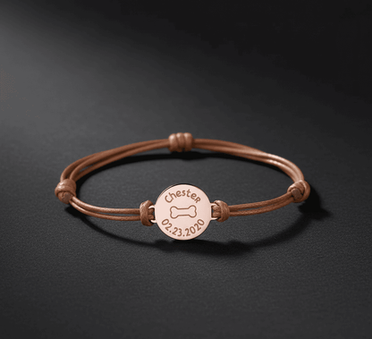 Custom Pet Name and Birthdate Adjustable Leather Bracelets - Hidden Forever
