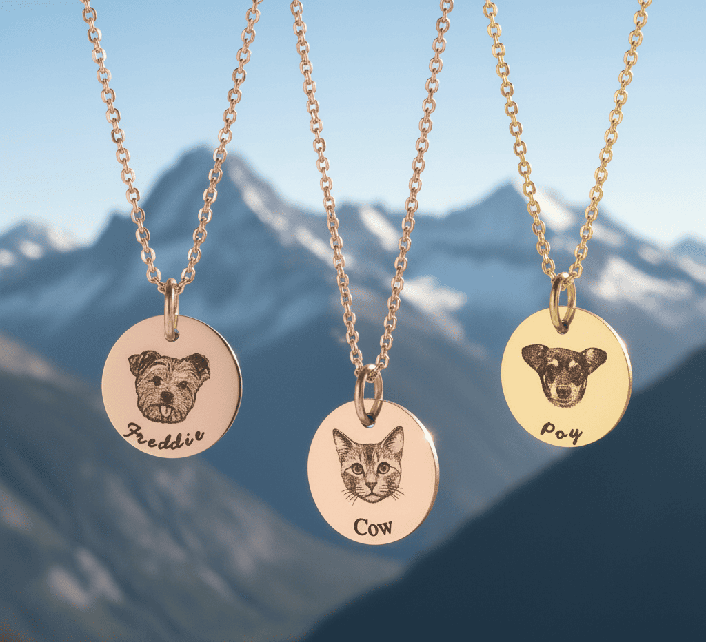 Custom Pet Photo and Name Necklace - Hidden Forever