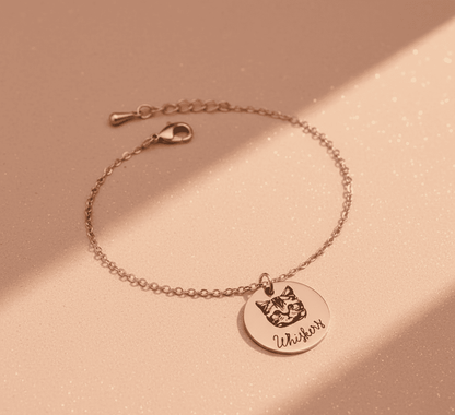 Custom Pet Portrait and Name Disc Bracelet - Hidden Forever