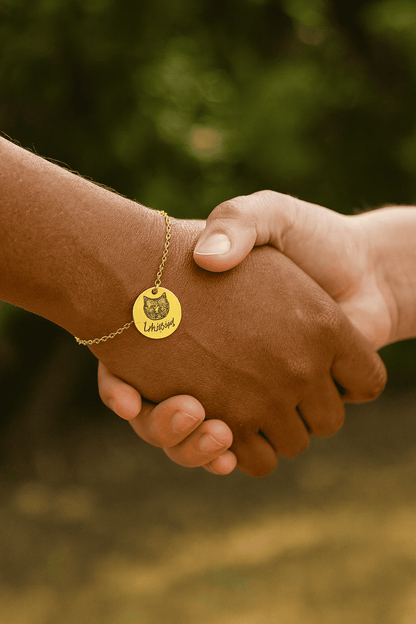 Custom Pet Portrait and Name Disc Bracelet - Hidden Forever