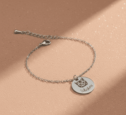 Custom Pet Portrait and Name Disc Bracelet - Hidden Forever