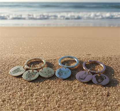 Custom Pet Portrait and Name Disc Keychain - Hidden Forever