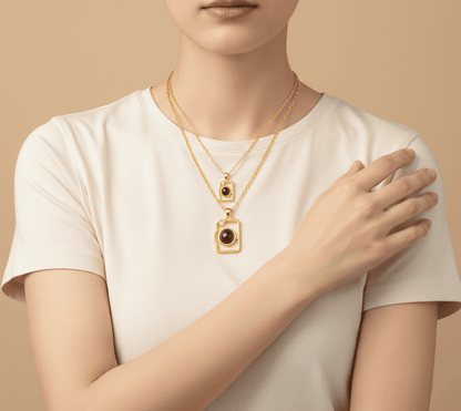 Custom Photo Projection 2 pcs Magnetic Camera Necklace - Hidden Forever