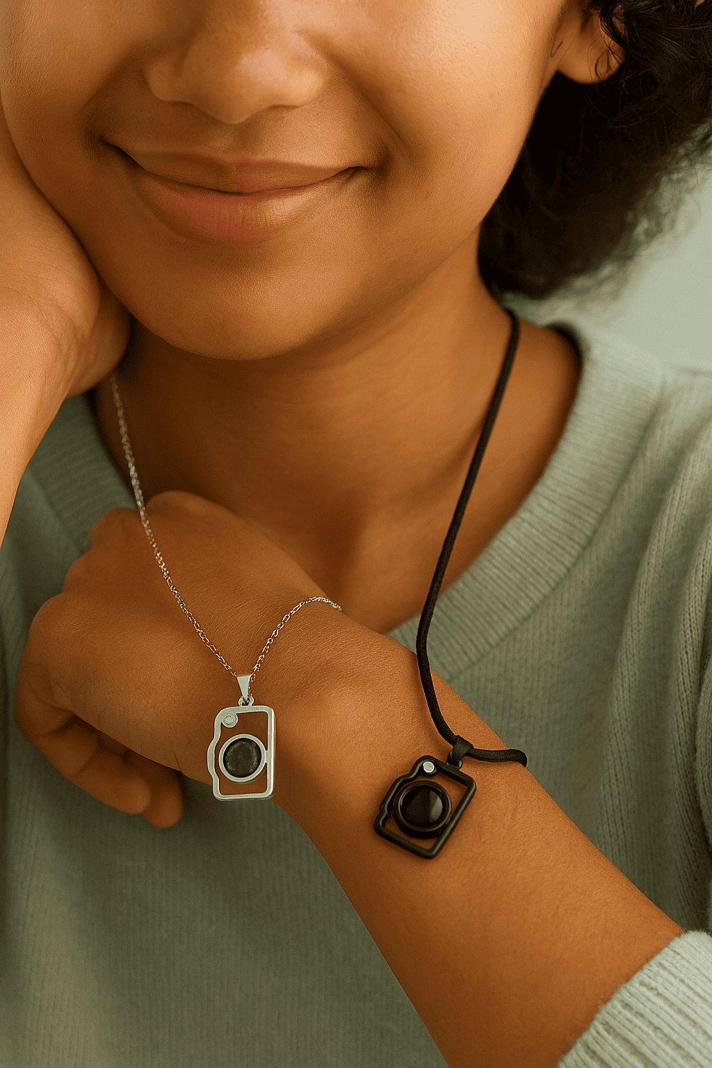 Custom Photo Projection 2 pcs Magnetic Camera Necklace - Hidden Forever