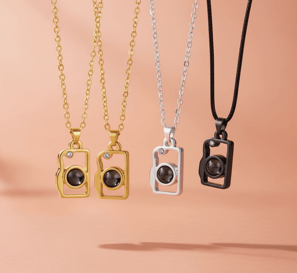 Custom Photo Projection 2 pcs Magnetic Camera Necklace - Hidden Forever