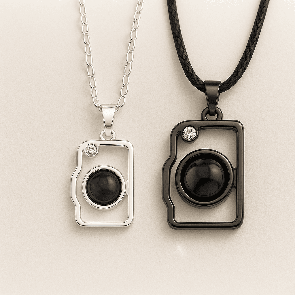Custom Photo Projection 2 pcs Magnetic Camera Necklace - Hidden Forever