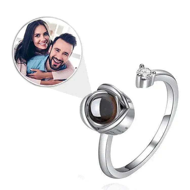 Custom Photo Projection Adjustable Flower Ring - Hidden Forever