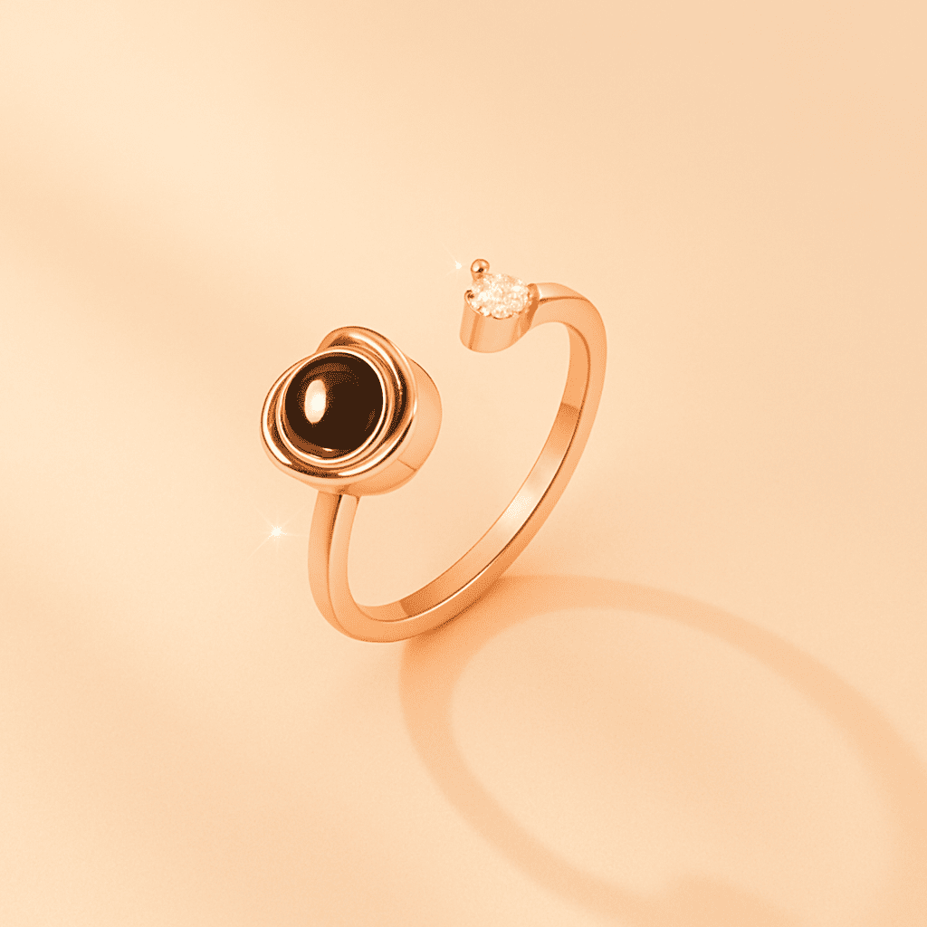 Custom Photo Projection Adjustable Flower Ring - Hidden Forever