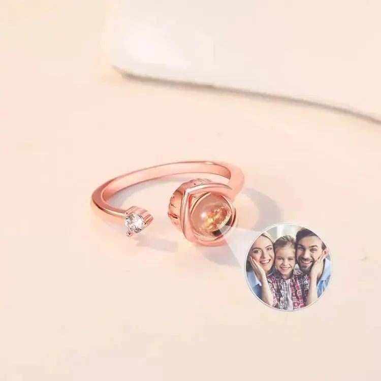 Custom Photo Projection Adjustable Flower Ring - Hidden Forever