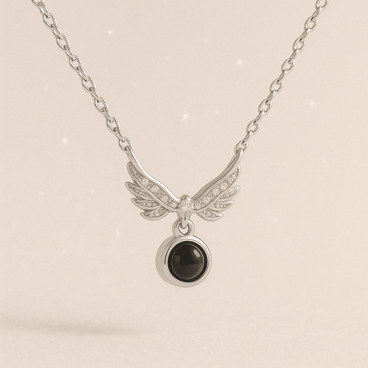 Custom Photo Projection Angel Wings Necklace - Hidden Forever