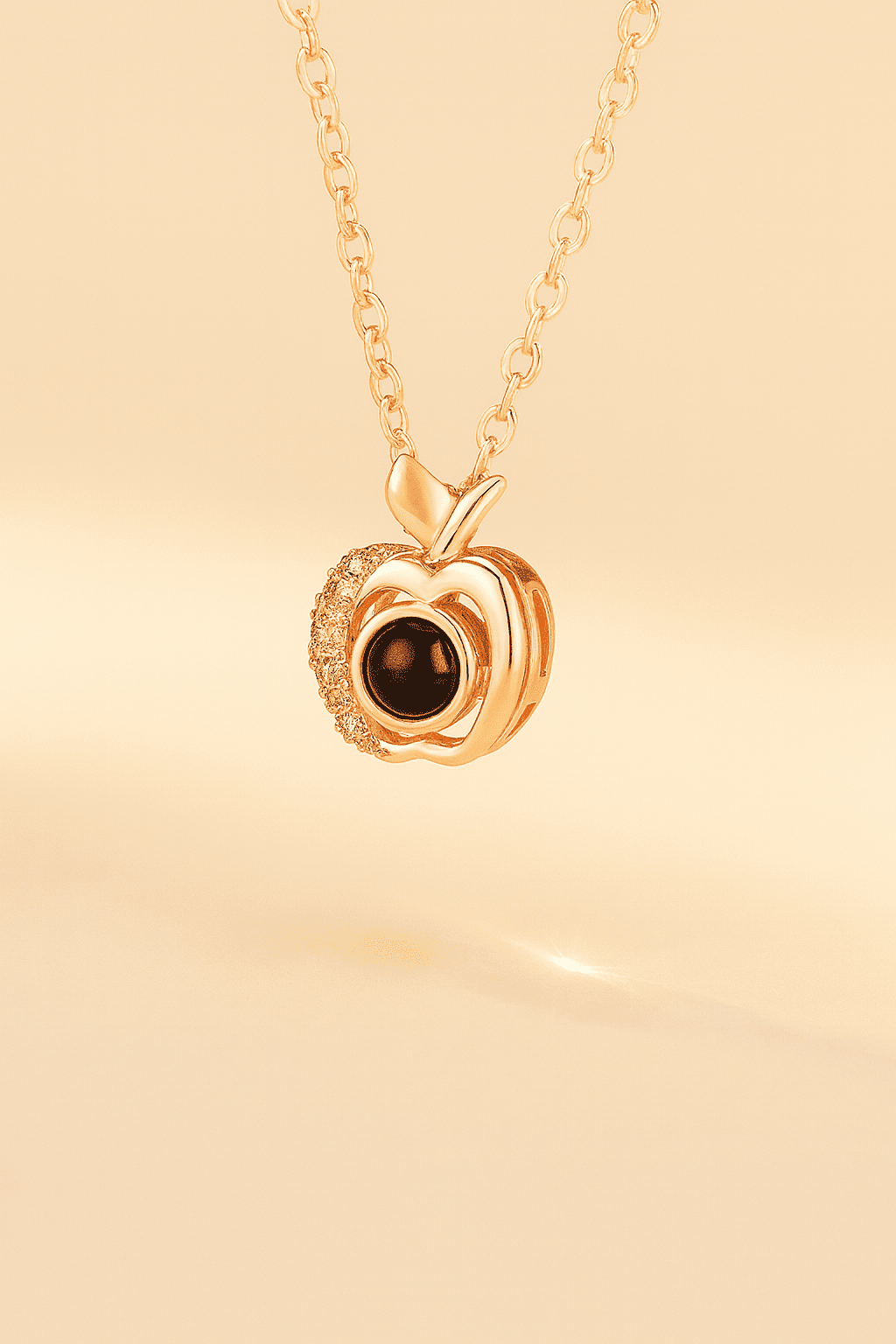 Custom Photo Projection Apple Pendant Necklace - Hidden Forever