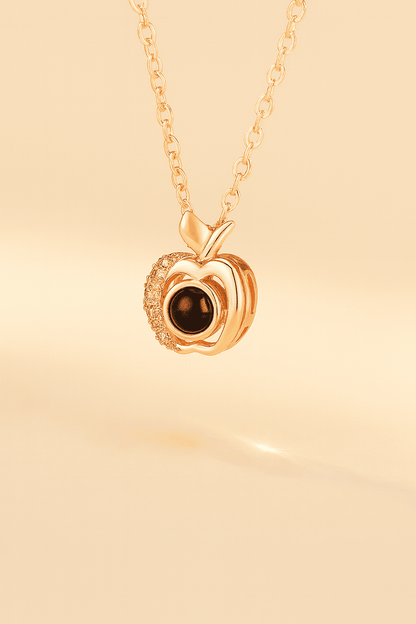 Custom Photo Projection Apple Pendant Necklace - Hidden Forever