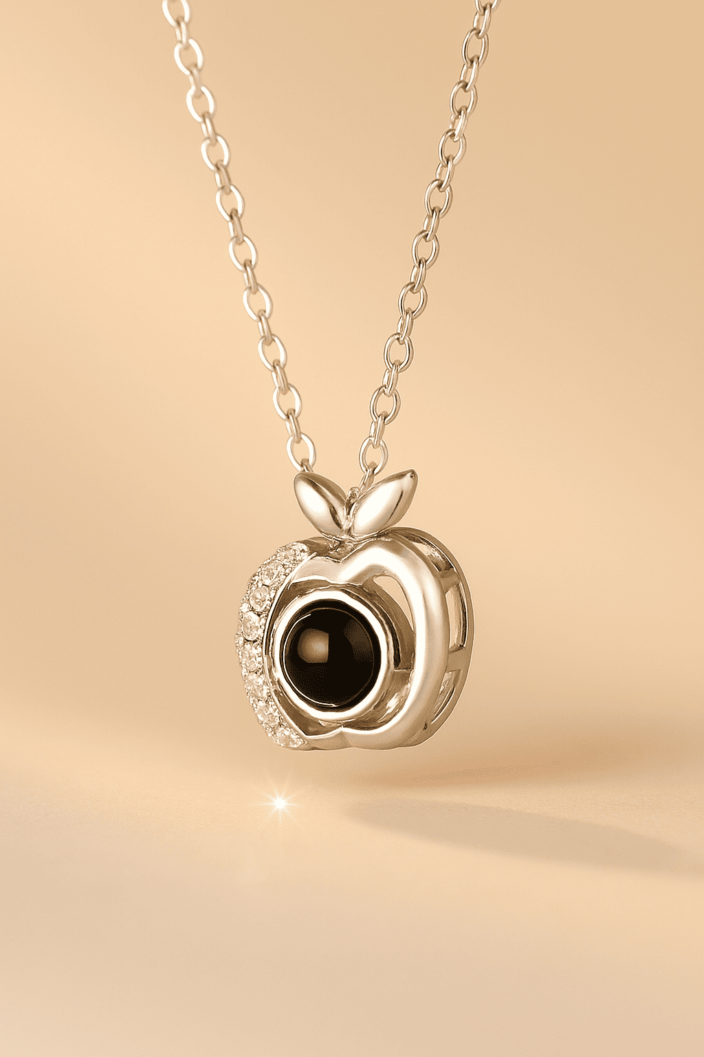 Custom Photo Projection Apple Pendant Necklace - Hidden Forever
