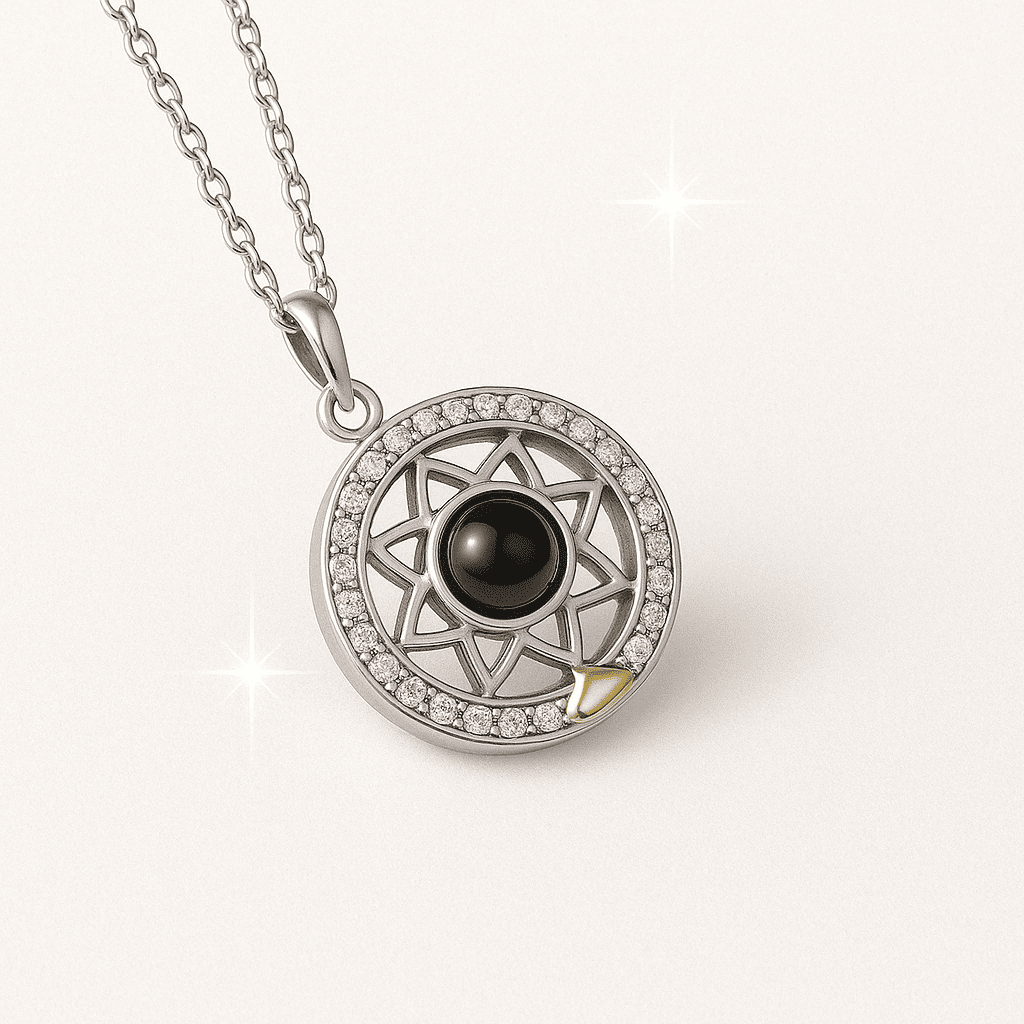 Custom Photo Projection Couples Moon Necklace - Hidden Forever