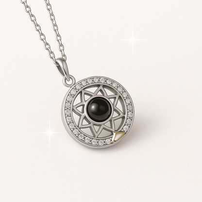 Custom Photo Projection Couples Moon Necklace - Hidden Forever