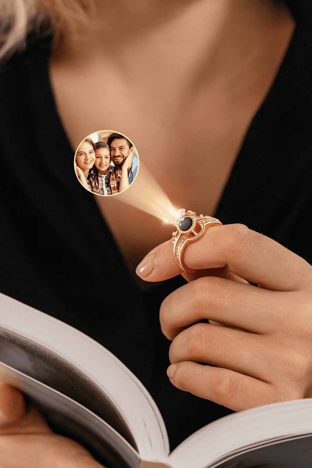 Custom Photo Projection Crown Ring - Hidden Forever