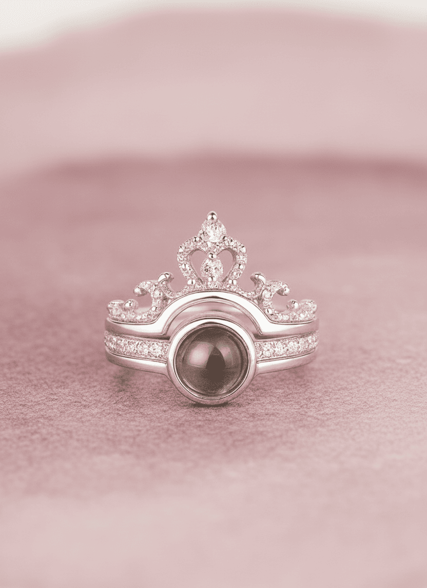 Custom Photo Projection Crown Ring - Hidden Forever