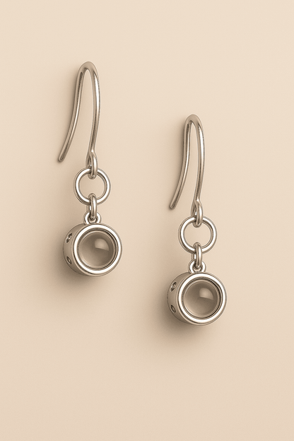 Custom Photo Projection Dainty Earrings - Hidden Forever