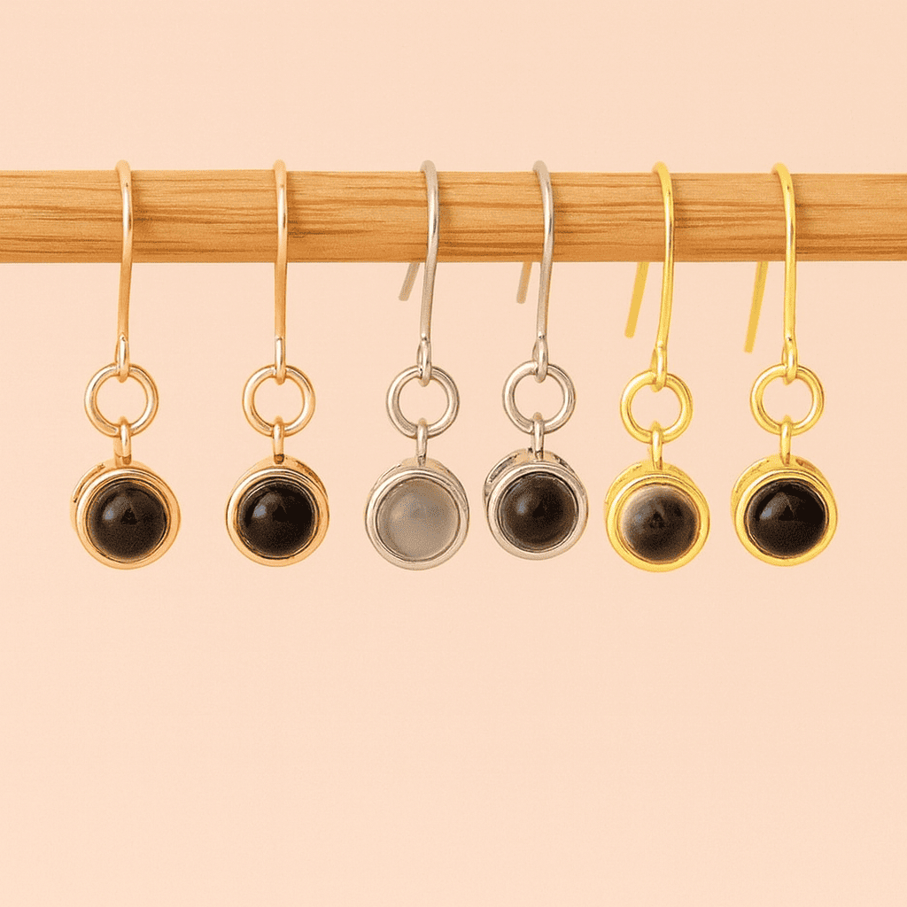 Custom Photo Projection Dainty Earrings - Hidden Forever