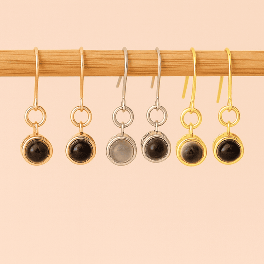 Custom Photo Projection Dainty Earrings - Hidden Forever