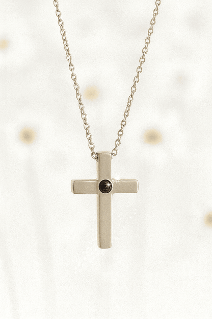 Custom Photo Projection Divine Cross Pendant Necklace - Hidden Forever