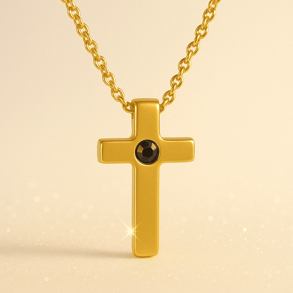 Custom Photo Projection Divine Cross Pendant Necklace - Hidden Forever