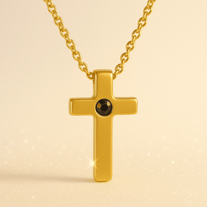 Custom Photo Projection Divine Cross Pendant Necklace - Hidden Forever