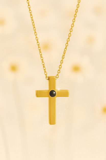 Custom Photo Projection Divine Cross Pendant Necklace - Hidden Forever