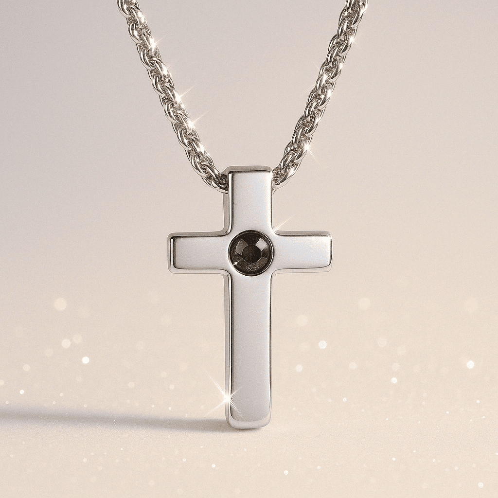 Custom Photo Projection Divine Cross Pendant Necklace - Hidden Forever